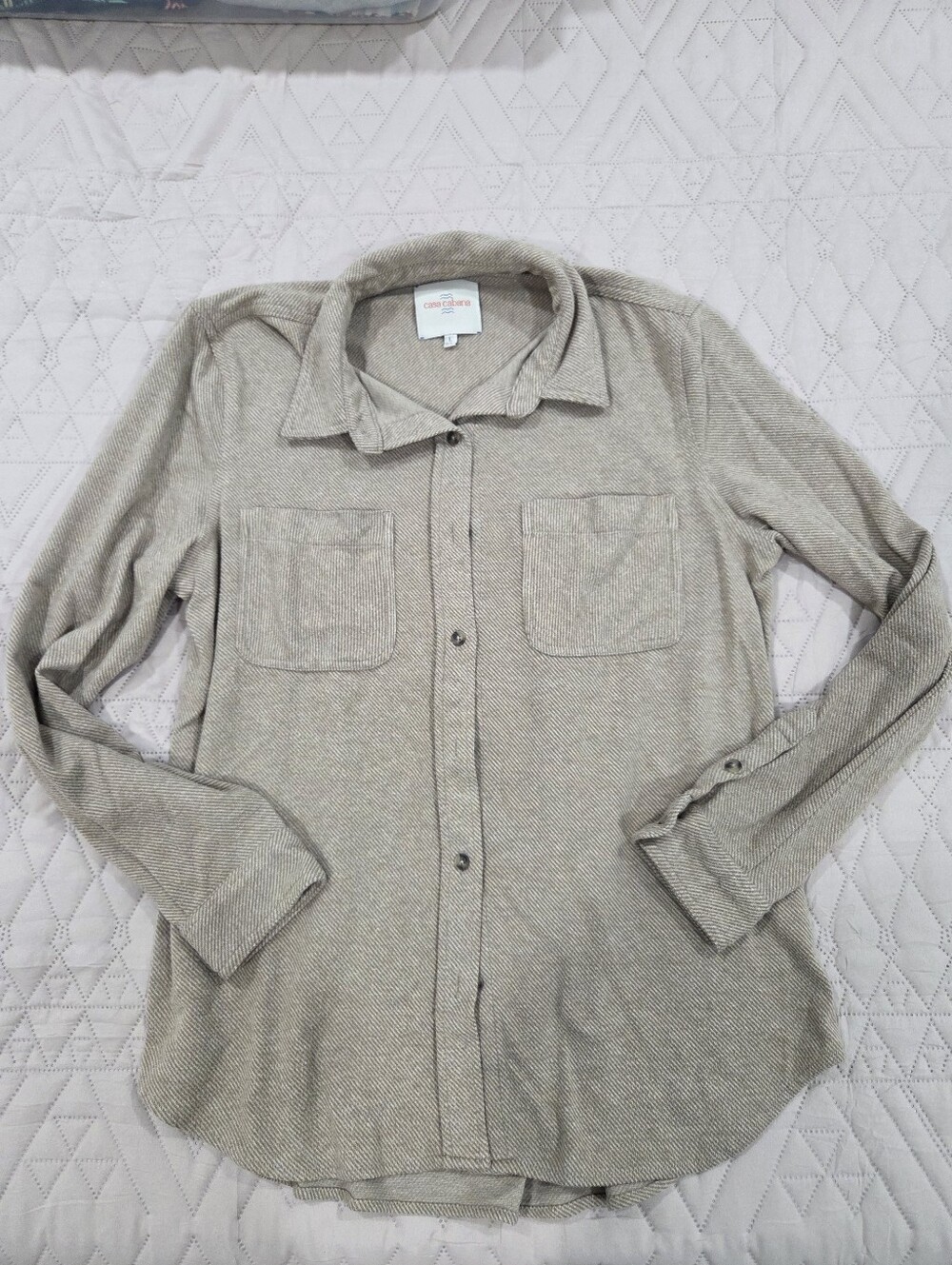 Casa Cabana Cozy Thick Flannel Shacket Shirt Jacket Tan Large